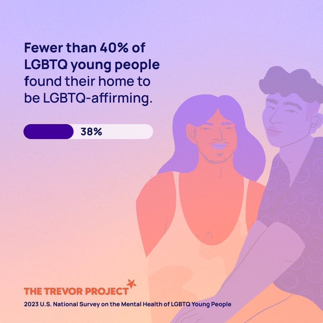 Graphic showing the number of LGBTQ youth that found their home to be gender-affirming