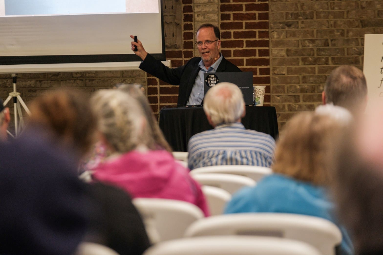 speaking at an event