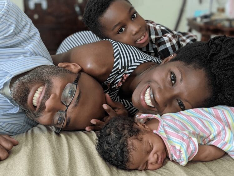 Katherine Sylvester, who had preeclampsia after the birth of her second child, said a new biomarker test for preeclampsia has the potential to empower moms. She’s seen here with her family.