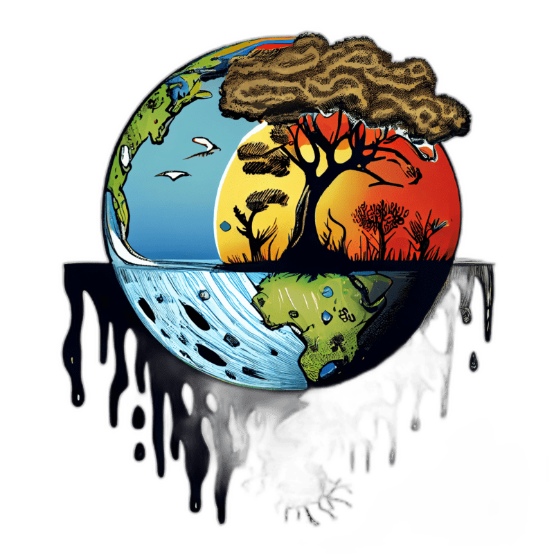 Mission statement image Illustration of the planet showing effects of climate change