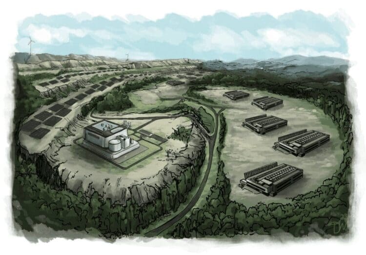 An artists' rendering of proposed data centers and energy infrastructure in rural Wise County, Virginia. Credit: Coalfield Strategies LLC