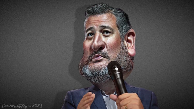 Caricature of Ted Cruz with a beard