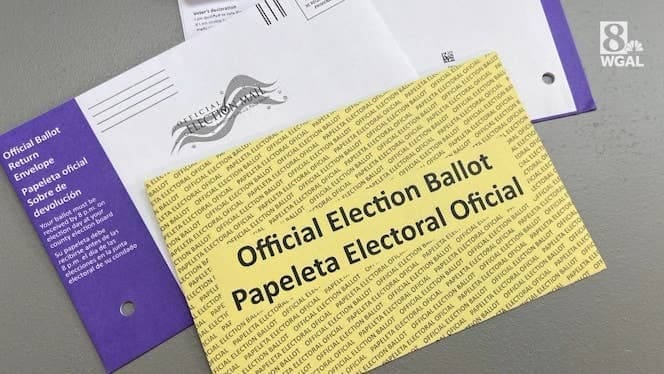 Trump coup The security envelope and outer envelope of absentee ballots in Pennsylvania.