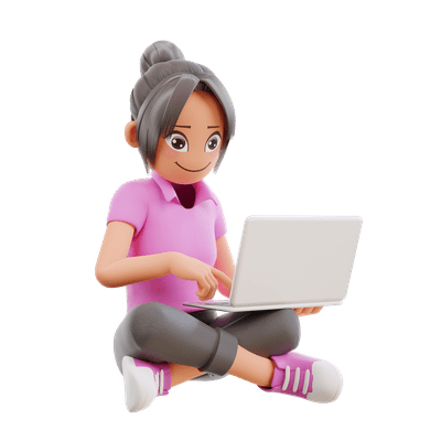 Girl sitting on the floor in laptop